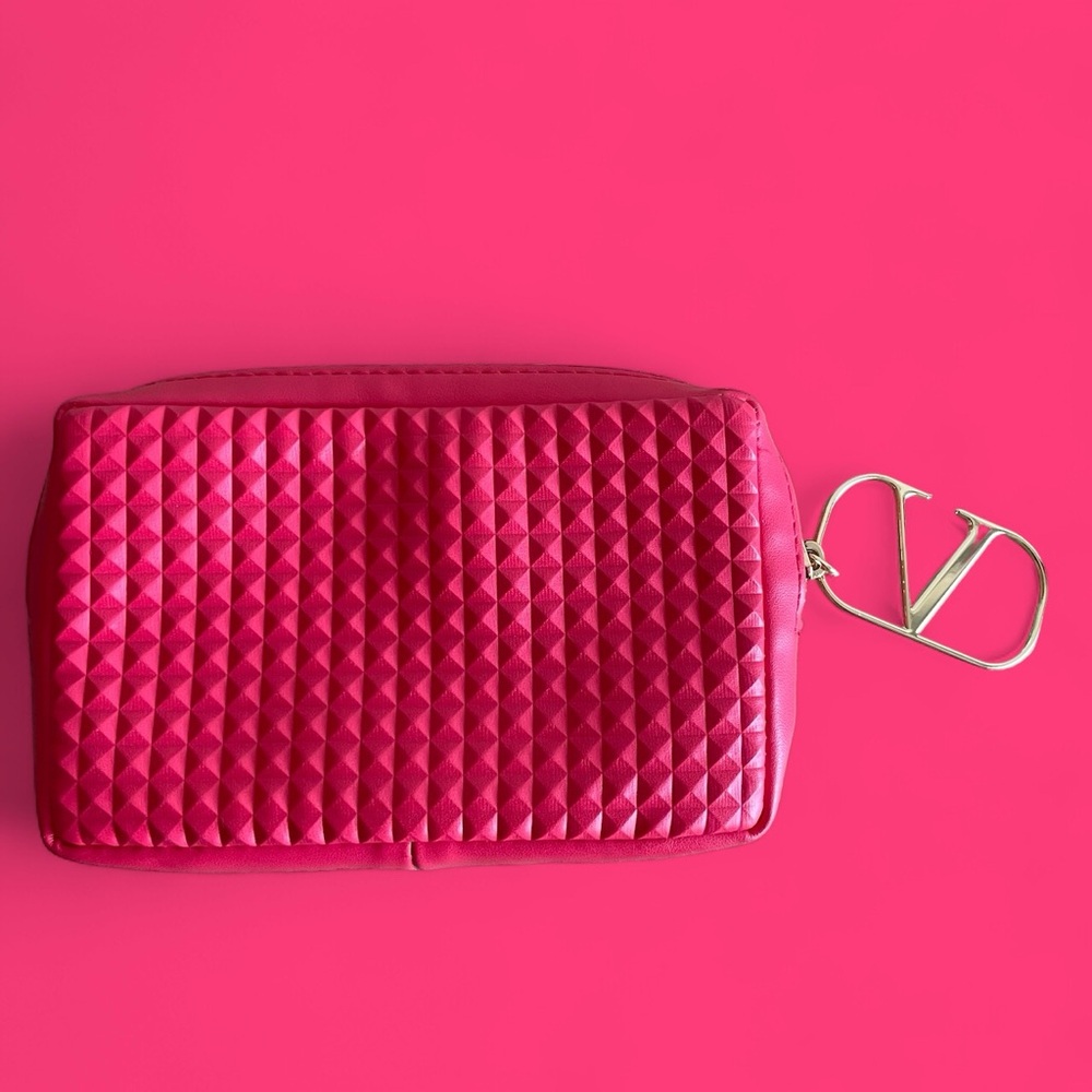 Valentino Beauty Studded Premium Clutch / Bag with "V" Logo Zipper